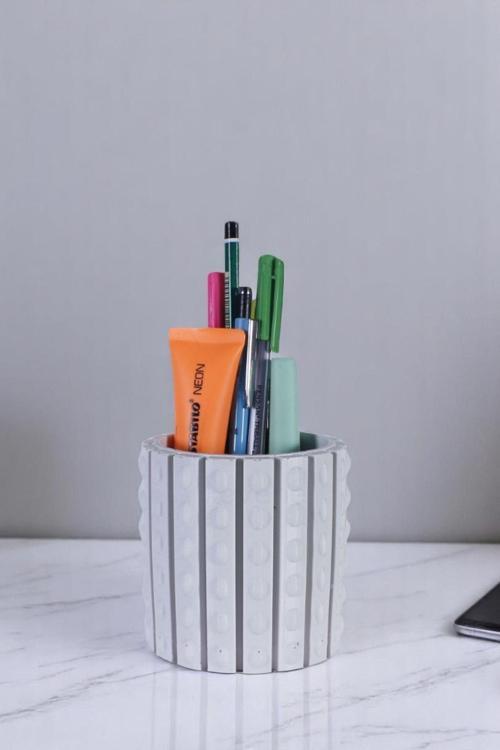 Kalemlik Masa Kalemliği Organizer Kalemlik Beyaz Renk Model 91