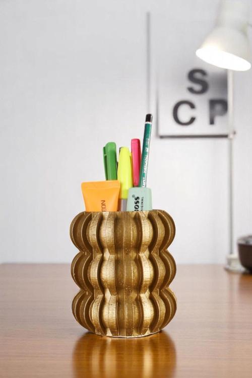 Kalemlik Masa Kalemliği Organizer Kalemlik Altın Renk Model 75