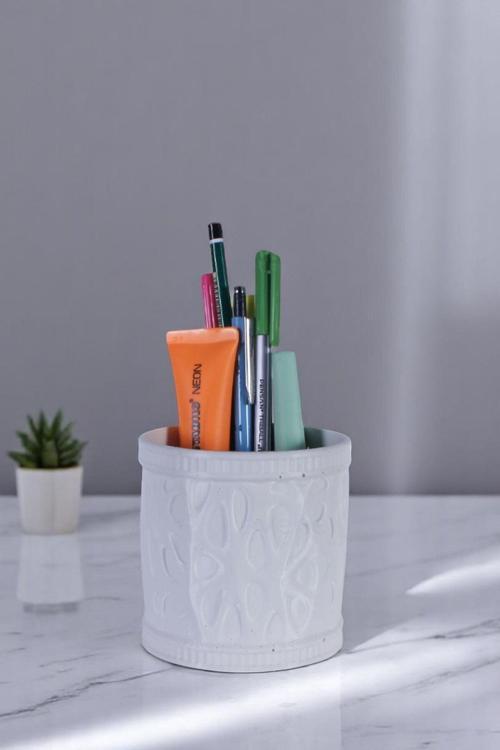 Kalemlik Masa Kalemliği Organizer Kalemlik Beyaz Renk Model 76