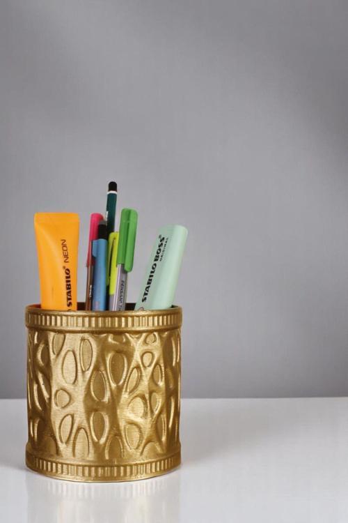 Kalemlik Masa Kalemliği Organizer Kalemlik Altın Renk Model 76