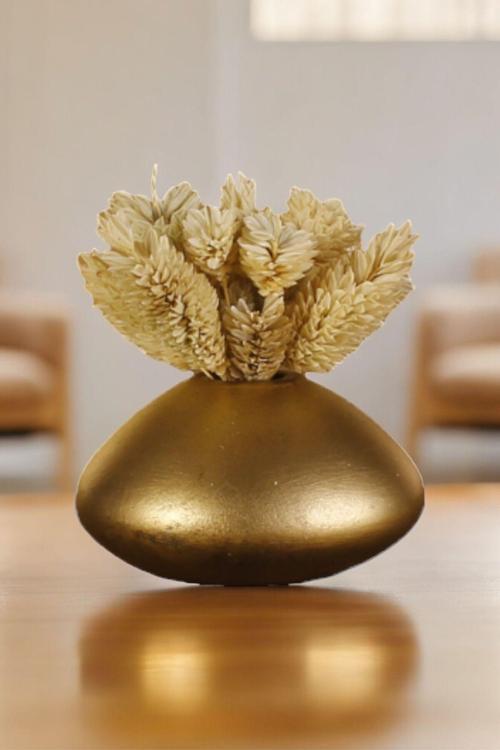 Dekoratif Vazo El Yapımı Altın Eskitme Renk Model 19