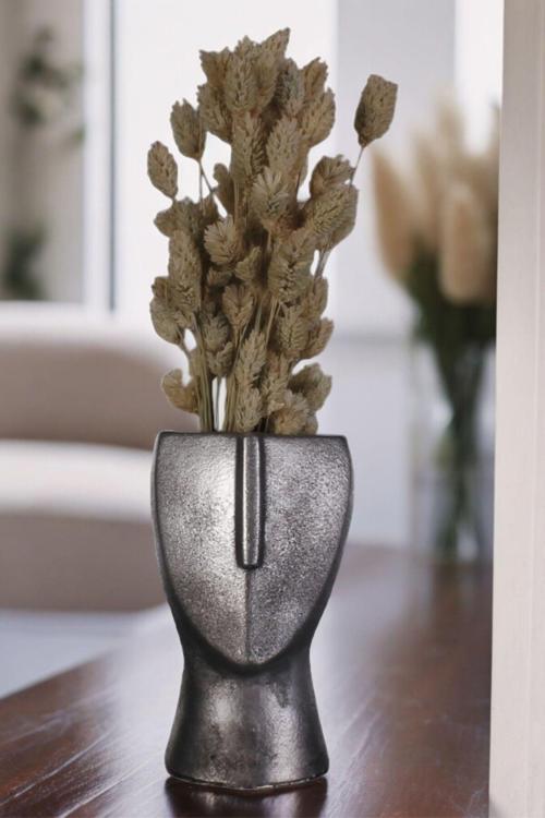 Dekoratif Vazo El Yapımı Gümüş Eskitme Renk Model 20