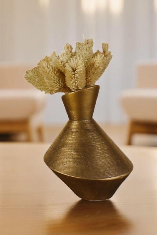Dekoratif Vazo El Yapımı Altın Eskitme Renk Model 4