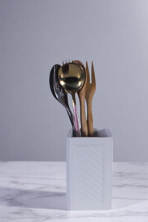 Tezgah Üstü Kaşıklık Dekoratif Dik Kaşıklık Silindir Kaşıklık Siyah Renk Model 92