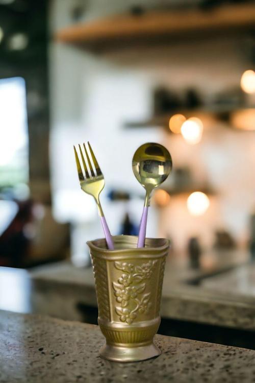 Tezgah Kaşıklık Modern Tezgah Üstü Kaşıklık Dekoratif Dik Kaşıklık Altın Eskitme Renk Model 9