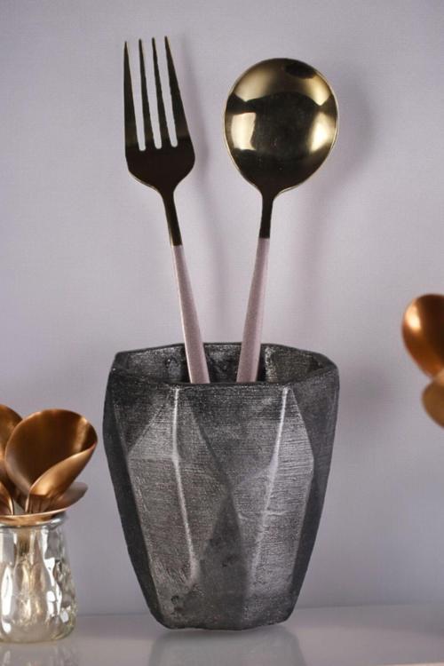 Tezgah Kaşıklık Modern Tezgah Üstü Kaşıklık Dekoratif Dik Kaşıklık Beyaz Renk Model 2