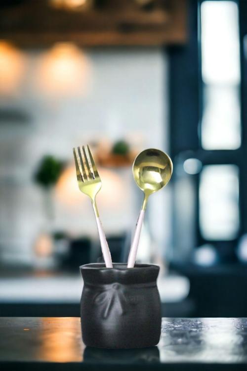 Tezgah Kaşıklık Modern Tezgah Üstü Kaşıklık Dekoratif Dik Kaşıklık Gümüş Eskitme Renk Model 8