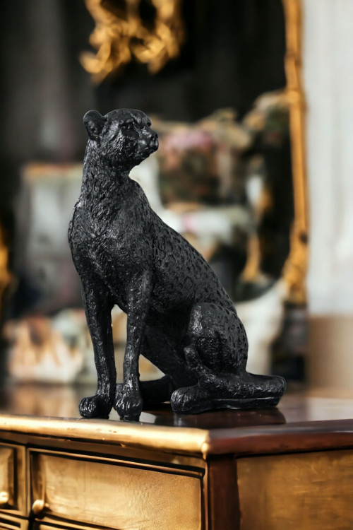 Biblo Dekoratif Heykel Leopar Biblosu Gümüş Eskitme Model 33
