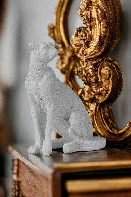 Biblo Dekoratif Heykel Leopar Biblosu Gümüş Eskitme Model 33