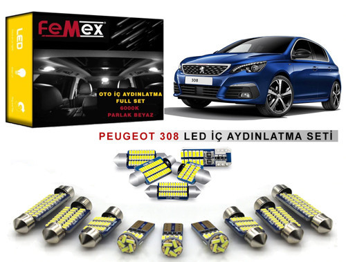 Peugeot 308 LED İç Aydınlatma Ampul Seti FEMEX Parlak Beyaz