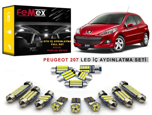 Peugeot 207 LED İç Aydınlatma Ampul Seti FEMEX Parlak Beyaz
