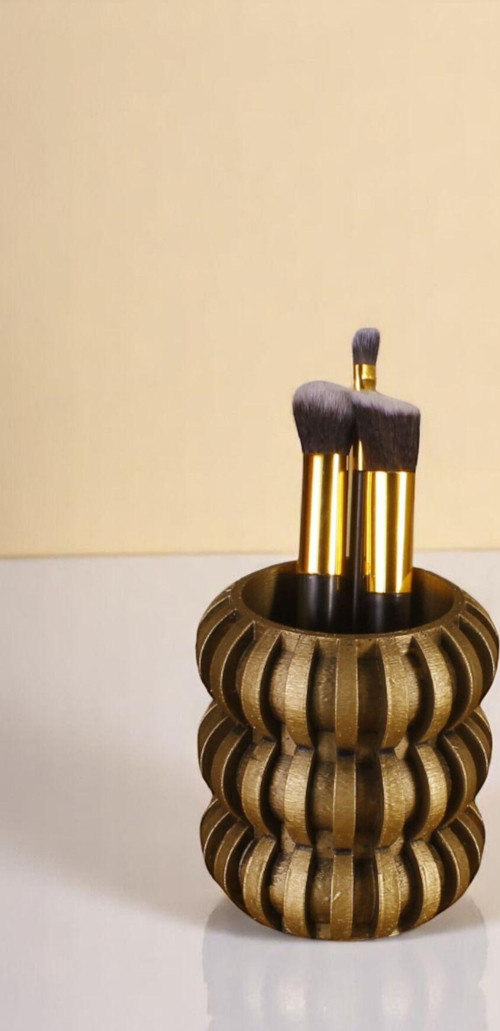 Makyaj Organizeri Makyaj Fırçalığı Makyaj Organizer Düzenleyici Altın Renk Model 75