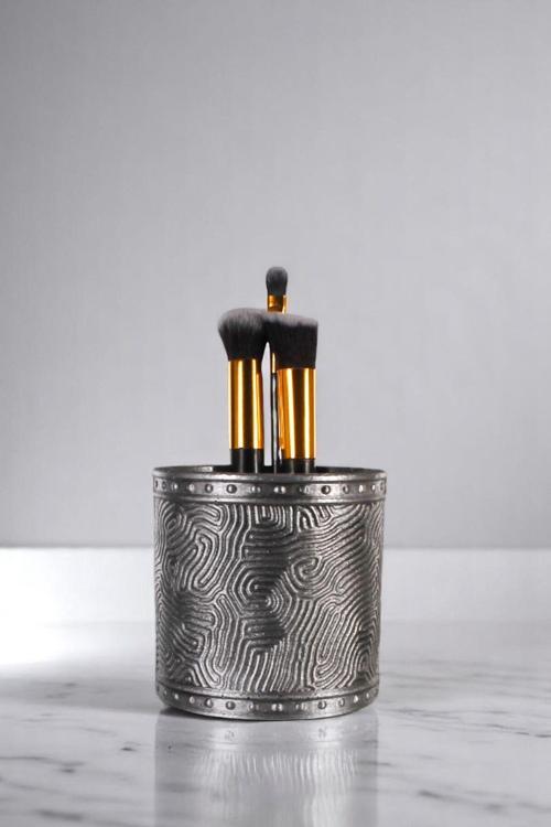 Makyaj Organizeri Makyaj Fırçalığı Makyaj Organizer Düzenleyici Altın Renk Model 82