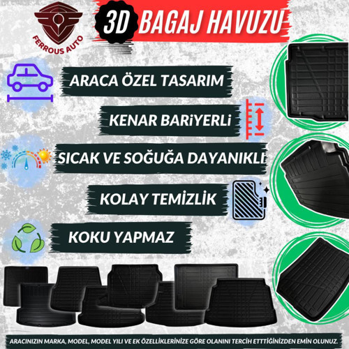 Volkswagen Passat B8 Variant / Combi Ferrous Kızaklı Üst 3D Bagaj Havuzu 2015 2023