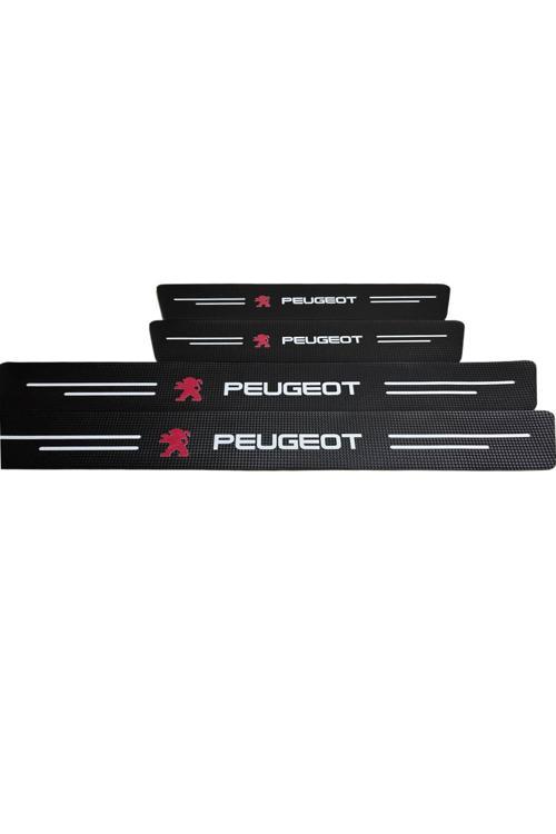 Peugeot Logolu Karbon Kapı Eşiği Koruyucu Bant Folyo 4'Lü Set