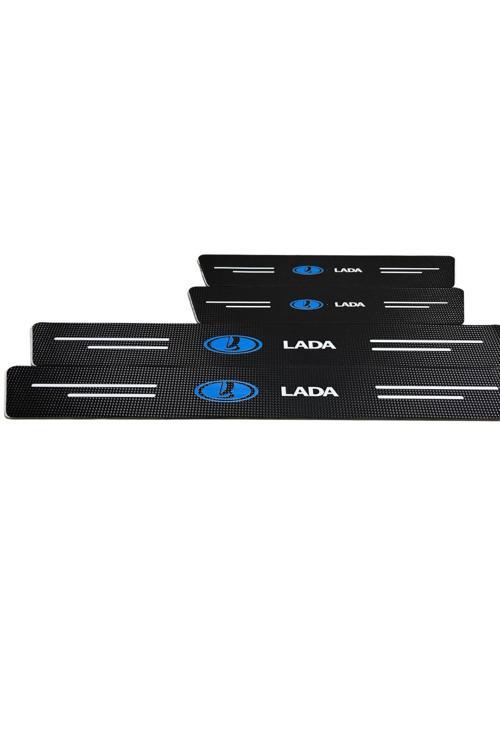 Lada Logolu Karbon Kapı Eşiği Koruyucu Bant Folyo 4'Lü Set