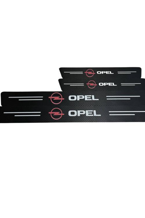 Opel Logolu Karbon Kapı Eşiği Koruyucu Bant Folyo 4'Lü Set