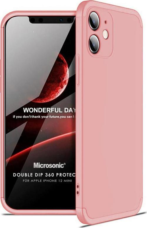 Apple iPhone 12 Mini Kılıf Double Dip 360 Protective Rose Gold