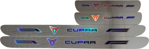 Cupra Hologram Logolu Araca Özel Marka Logolu Aynalı Kapı Eşiği Koruyucu Yapıştırma 4'Lü Set