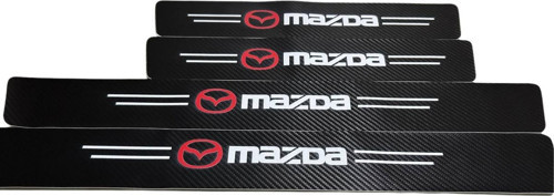 Mazda Logolu Karbon Kapı Eşiği Koruyucu Bant Folyo 4'Lü Set