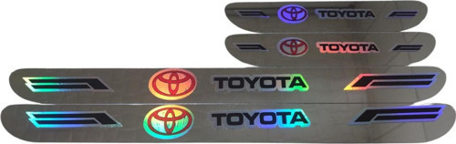 Toyota Hologram Logolu Araca Özel Marka Logolu Aynalı Kapı Eşiği Koruyucu Yapıştırma 4'Lü Set