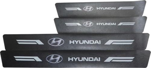 Hyundai Logolu Karbon Kapı Eşiği Koruyucu Bant Folyo 4'Lü Set