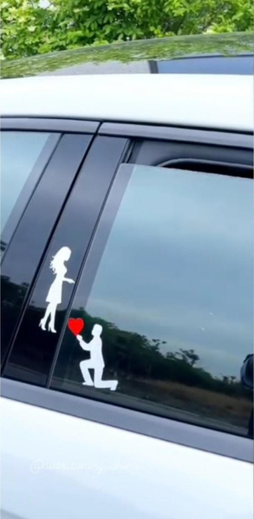 Evlilik Teklifi Şeklinde Kalpli Oto Araç Sticker