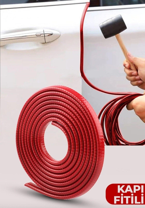 Oto Kapı Fitili Çizilmelere Karşı Koruyan Araç Kapı Koruyucu Fitil Kırmızı 5 Metre