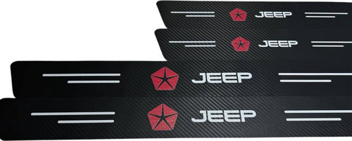Jeep Logolu Karbon Kapı Eşiği Koruyucu Bant Folyo 4'Lü Set