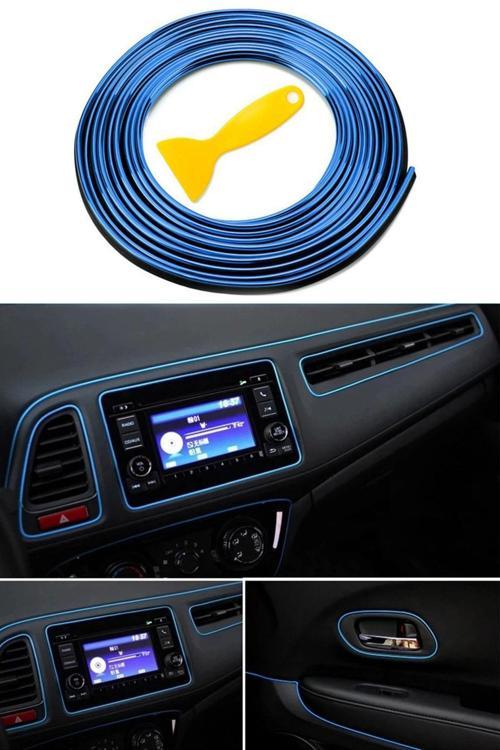 Trim Fitili Oto Geçmeli Mavi Trim Fitili Süs 5 Metre Nikelajlı