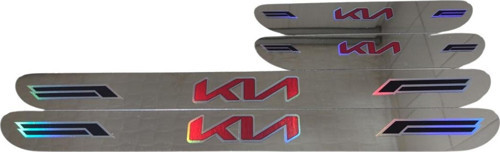 Kia Hologram Logolu Araca Özel Marka Logolu Aynalı Kapı Eşiği Koruyucu Yapıştırma 4'Lü Set