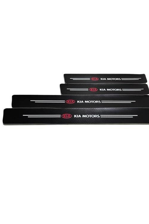 Kia Logolu Karbon Kapı Eşiği Koruyucu Bant Folyo 4'Lü Set