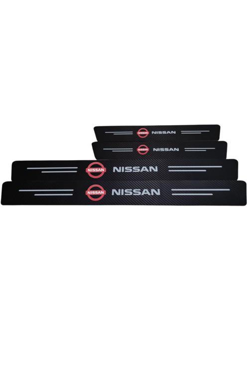 Nissan Logolu Karbon Kapı Eşiği Koruyucu Bant Folyo 4'Lü Set