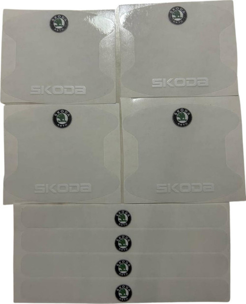 Skoda Marka Logolu Oto Kapı Kolu Çizik Önleyici Yapışkan 8'Li Set