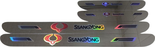 Ssangyong Hologram Logolu Araca Özel Marka Logolu Aynalı Kapı Eşiği Koruyucu Yapıştırma 4'Lü Set