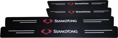 Ssangyong Logolu Karbon Kapı Eşiği Koruyucu Bant Folyo 4'Lü Set