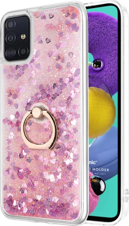 Samsung Galaxy A51 Kılıf Glitter Liquid Holder Pembe