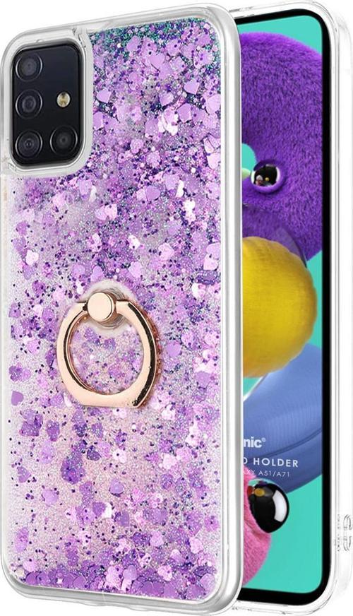 Samsung Galaxy A51 Kılıf Glitter Liquid Holder Mor