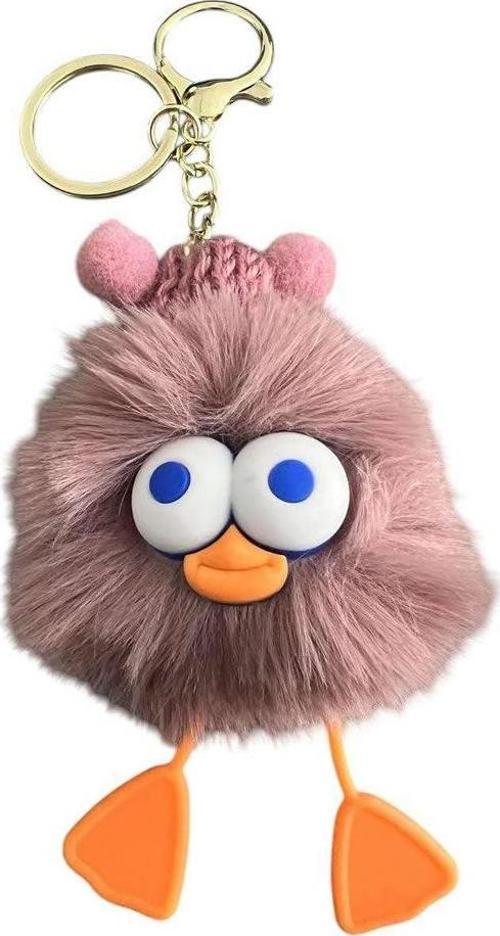 Peluş Ördek Anahtarlık ve Çanta Aksesuarı - Mor