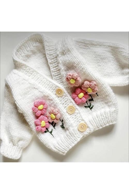 Çiçekli Kız Çocuk Hırka