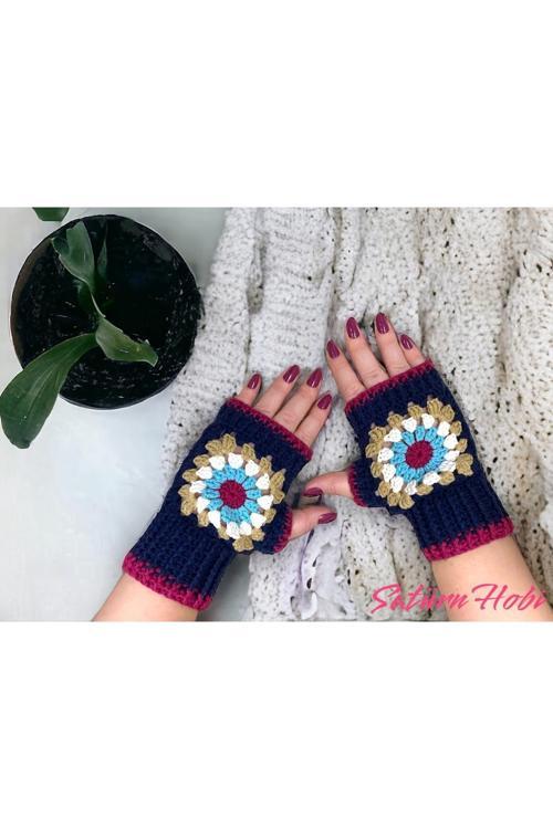 Örgü Motifli Parmaksız Eldiven