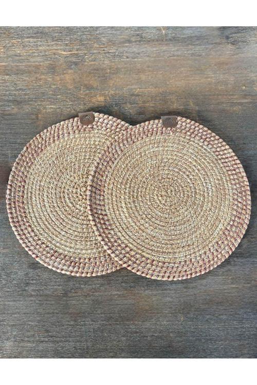 Kırmızı - Natural El Yapımı Hasır Dokulu 2’Li Supla – Leke Tutmaz, Şık Sofralar İçin