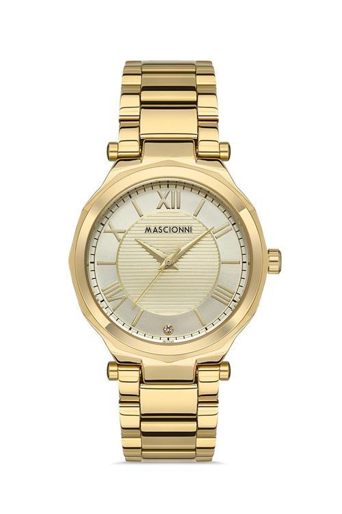 M.1.2147.02 Altın Renk Kadın Kol Saati-MA124