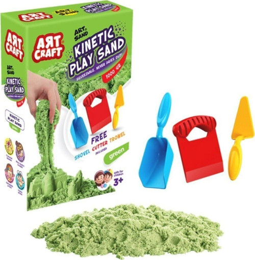 03692 Dede, Aksesuarlı Yeşil Kinetik Oyun Kumu 1000 Gr