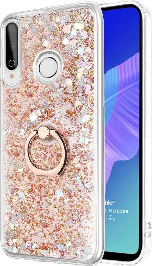 Huawei Y7P Kılıf Glitter Liquid Holder Gold