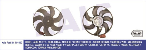 FAN MOTORU MOTOR VW CADDY III/GOLF /JETTA/TOURAN AUDI A3/TT MONTAJ YERİ: SAĞ (160W 296MM)