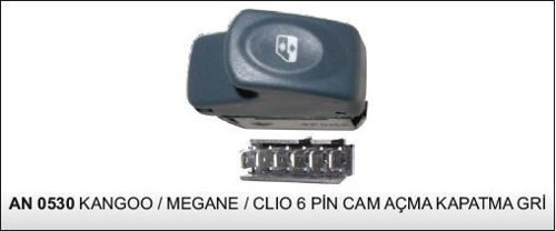 ANAHTAR CAM AÇMA KANGOO/MEGANE/CLIO 6P GRİ 25253- AN706 - AN0530