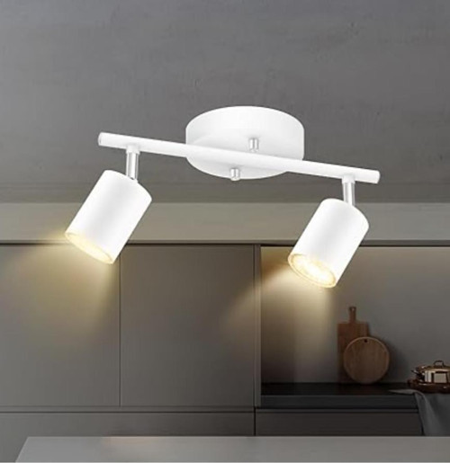 sylight Retro Beyaz Metal 2 Li Led spot Tavan Plofyoner 180 Derece Hareketli beyaz Ampullü