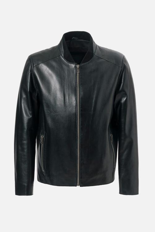 WM251 Erkek Jumbo Slim-Fit Hakiki Deri Mont SİYAH CİLT