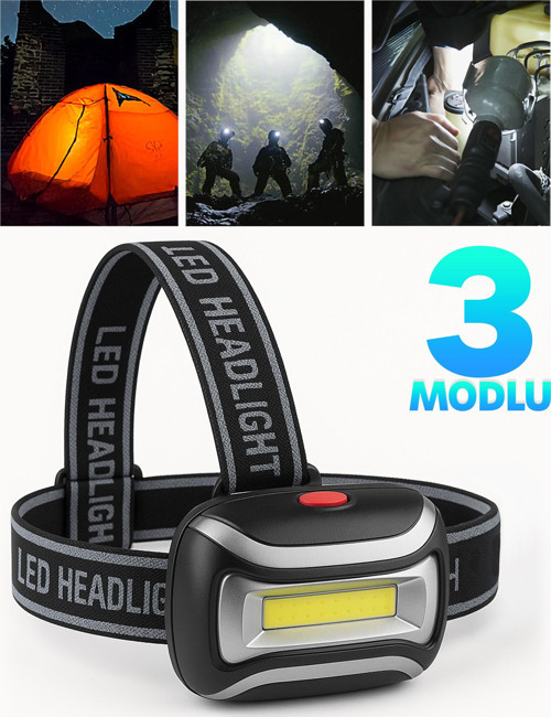 3 Modlu Pilli Kafa Lambası Kampçı Tamirci Balıkçı Outdoor Kafa Feneri Işığı K4115